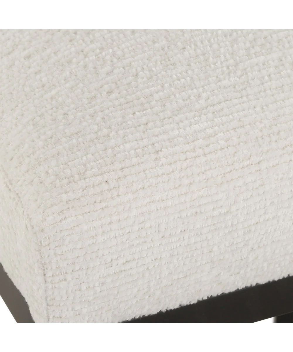 26" Counter Stool in Matte Black with Textured Cream Fabric - Image 8