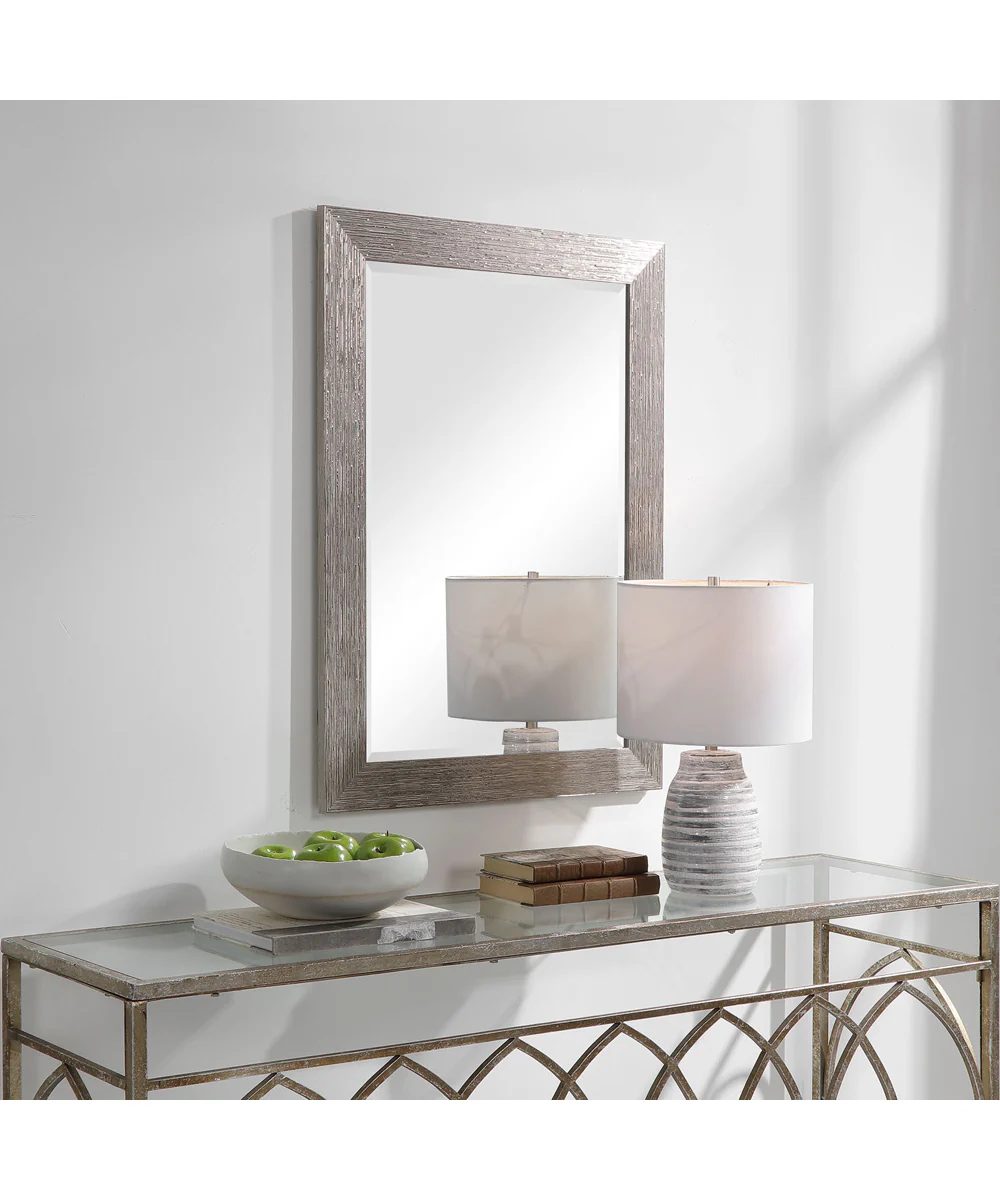 26x36" Wall Mirror Slightly Raised in Silver Tones - Image 3