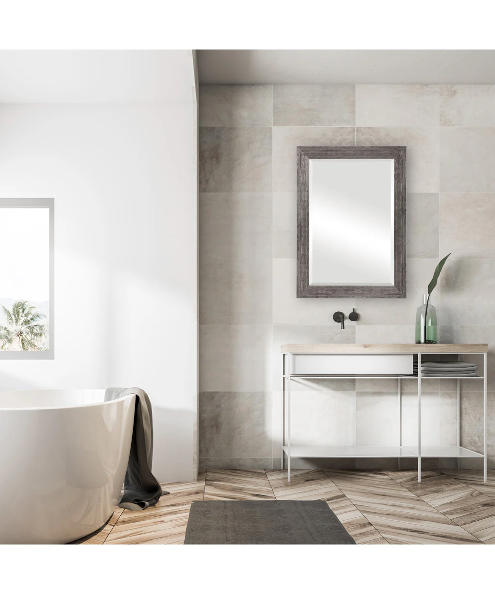 26x36" Wall Mirror Slightly Raised in Silver Tones - Image 7