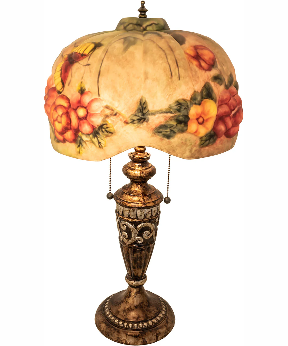27" High Puffy Butterfly & Flowers Table Lamp - Image 2
