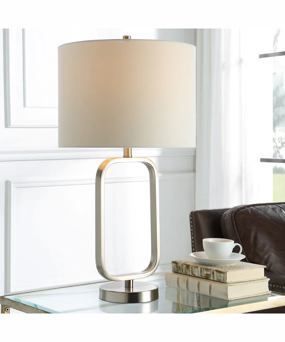 27"H 1-Light Table Lamp Metal in Brushed Nickel with a Round Shade - Image 2