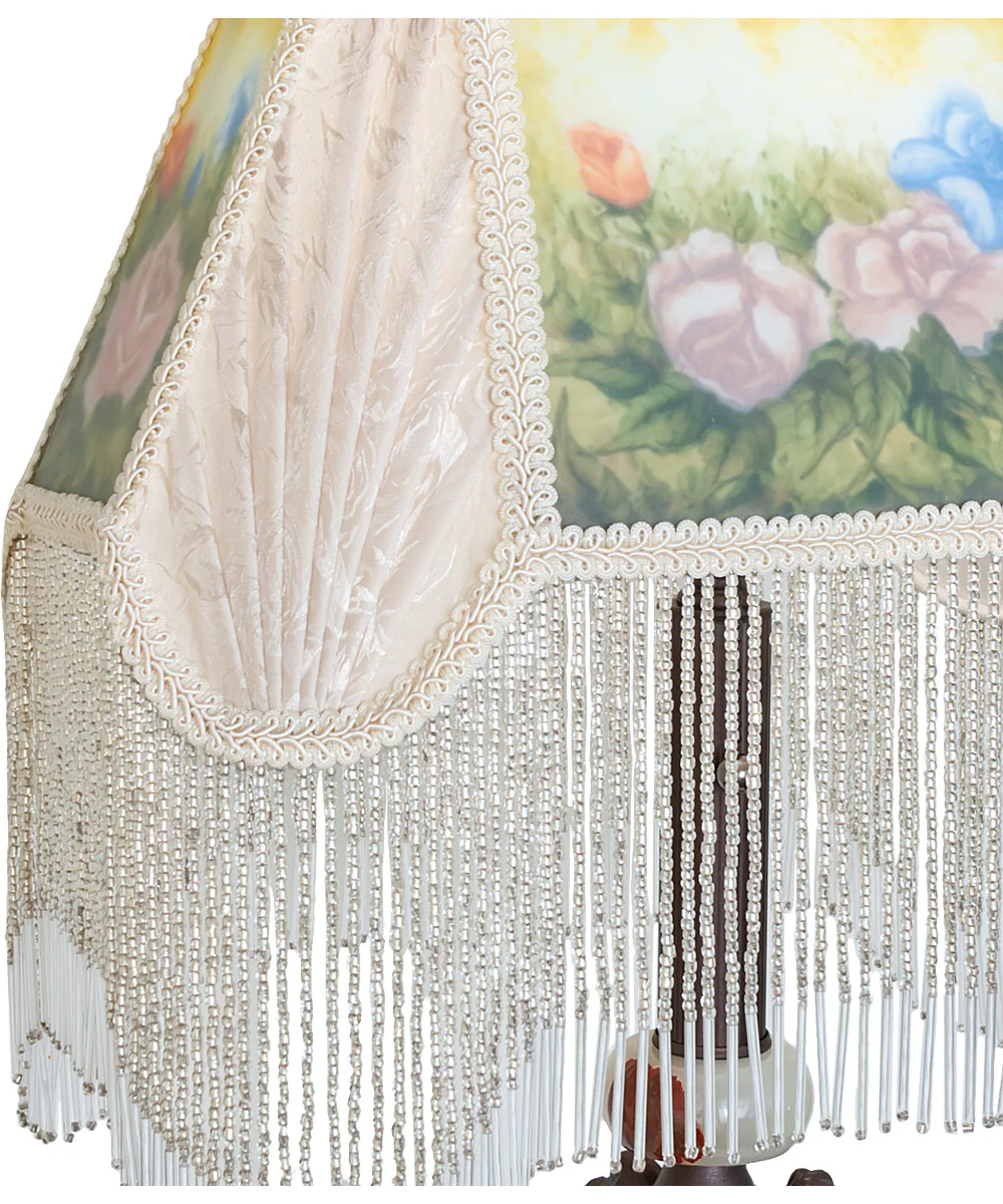 28" High Reverse Painted Roses Table Lamp - Image 3