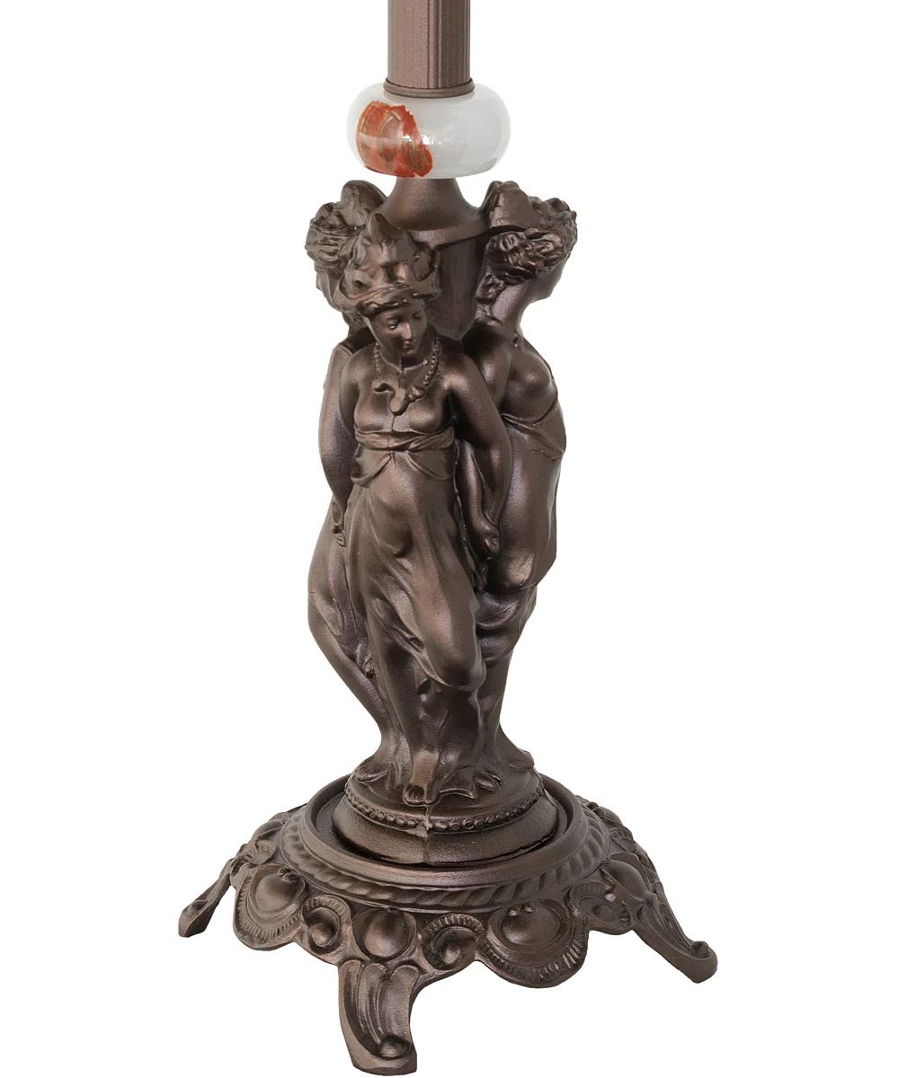 28" High Reverse Painted Roses Table Lamp - Image 5