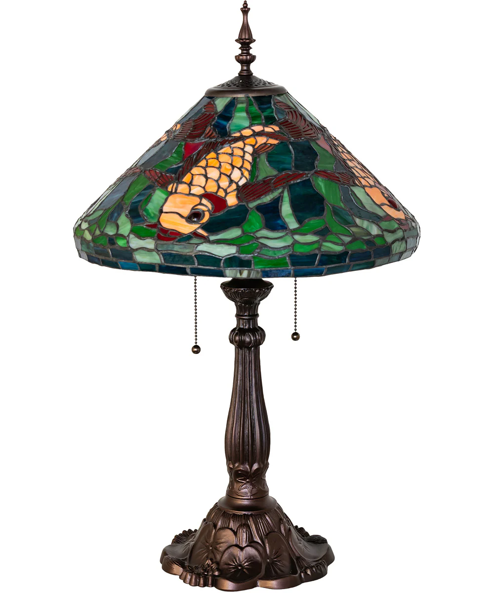28" High Tiffany Koi Table Lamp - Image 2