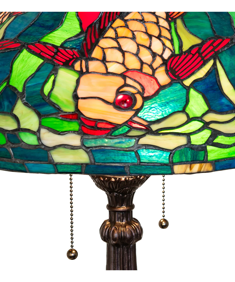 28" High Tiffany Koi Table Lamp - Image 3