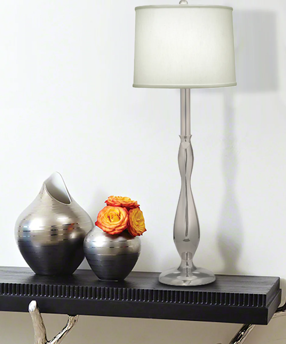 29"H Satin Nickel Signature by Stiffel Buffet Lamp, 3-Way - Image 3