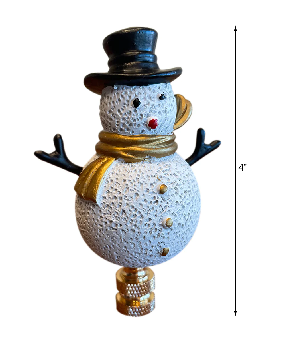 3.7"H Silver and Gold Christmas Snowman Polished Brass Base Lamp Finial - Image 2