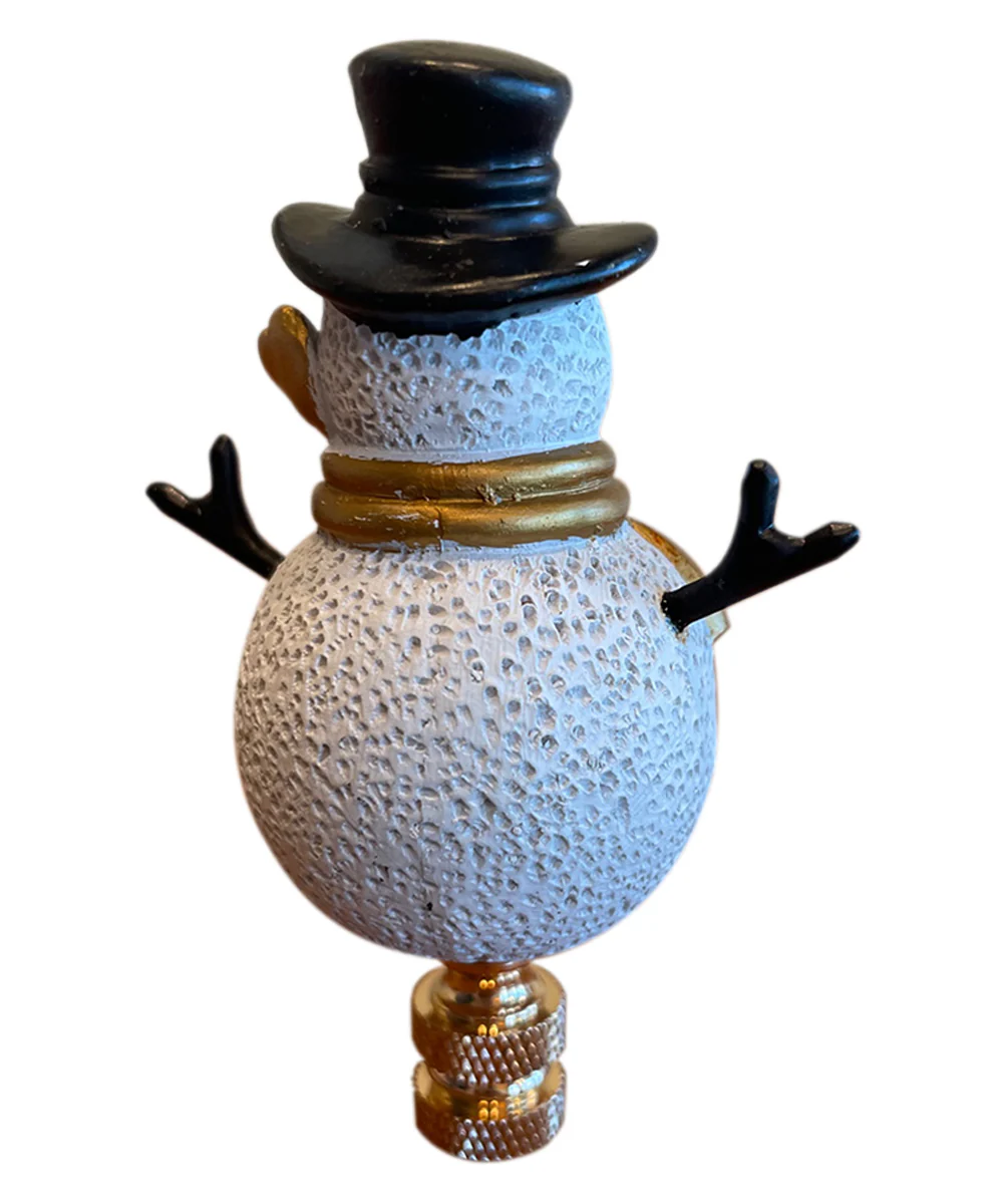 3.7"H Silver and Gold Christmas Snowman Polished Brass Base Lamp Finial - Image 3