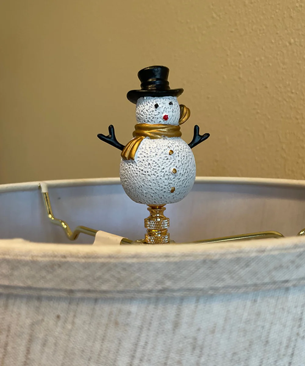 3.7"H Silver and Gold Christmas Snowman Polished Brass Base Lamp Finial - Image 5