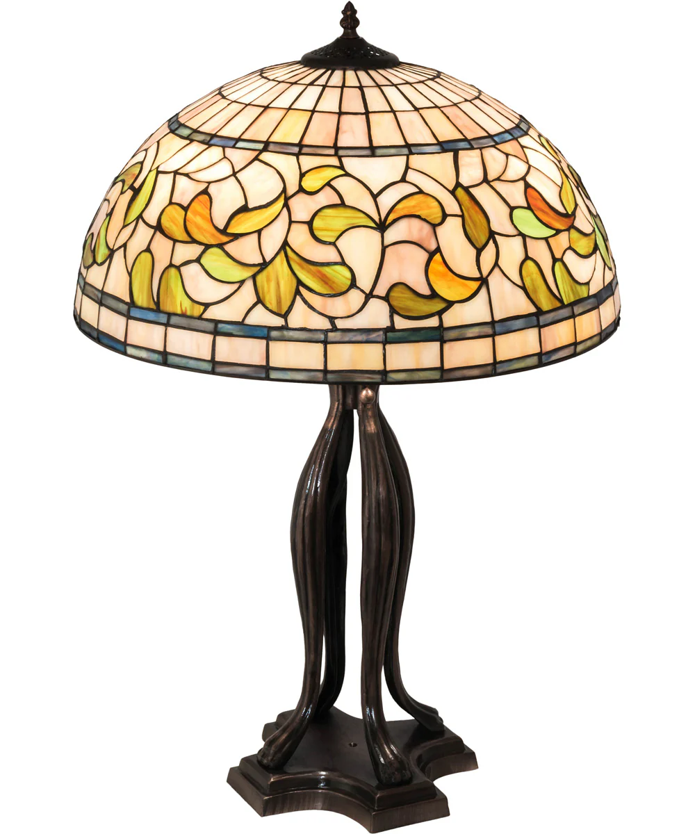 30" High Tiffany Turning Leaf Table Lamp - Image 5
