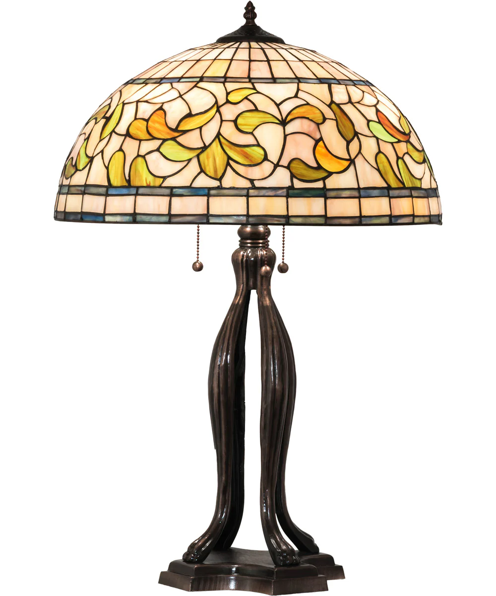 30" High Tiffany Turning Leaf Table Lamp - Image 7