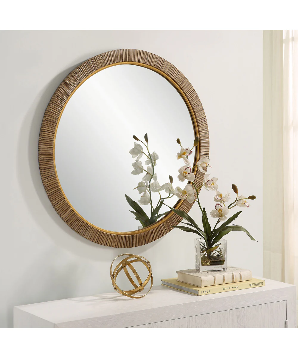 30x30" Wall Mirror Texturde Rattan-Effect - Image 3