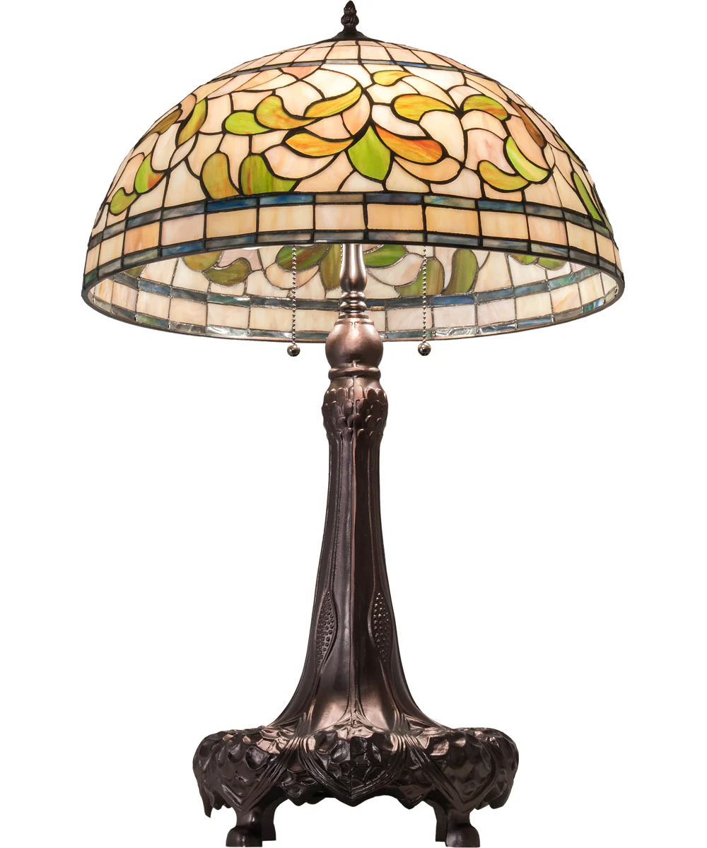 31" High Tiffany Turning Leaf Table Lamp - Image 3