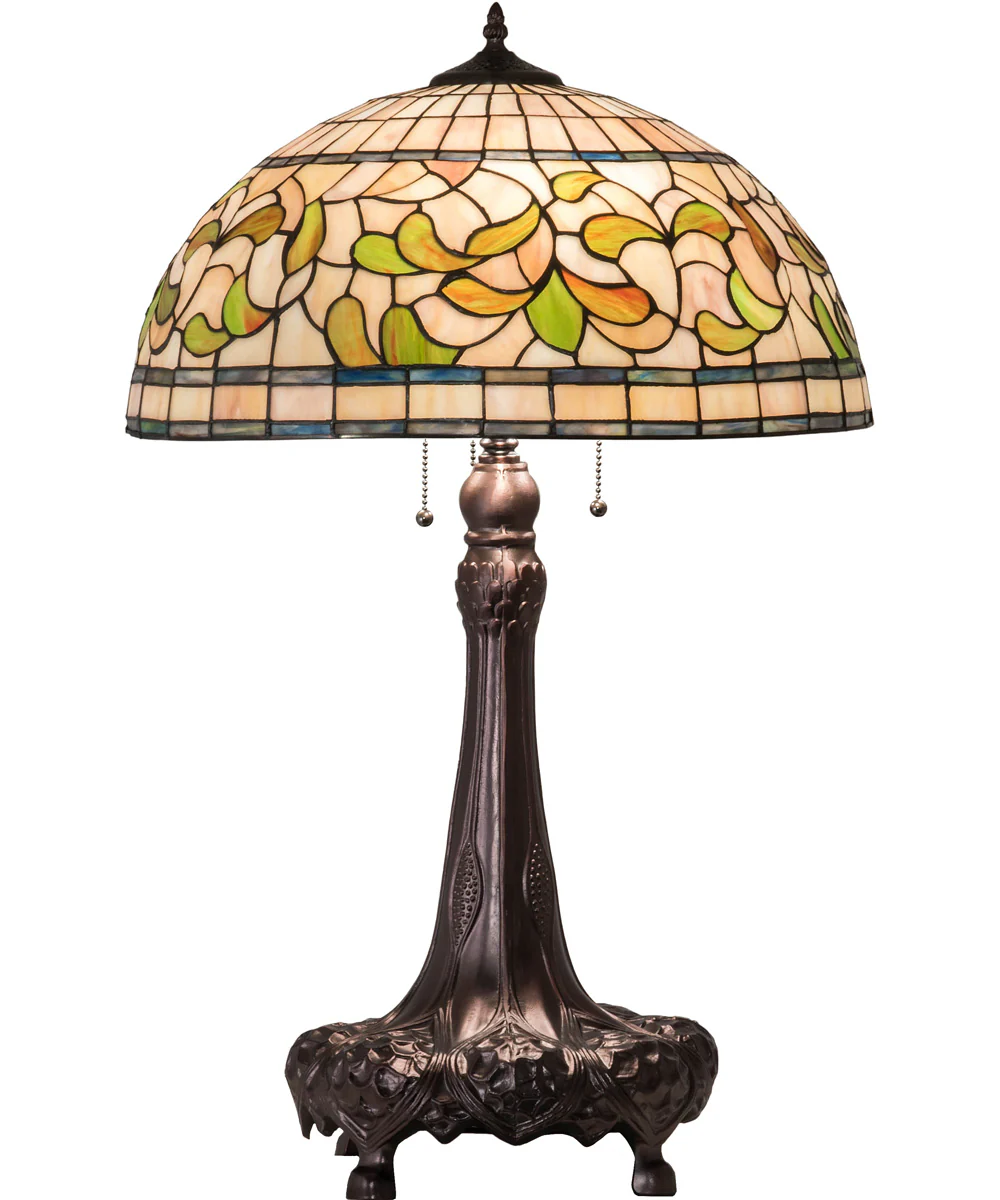 31" High Tiffany Turning Leaf Table Lamp - Image 7