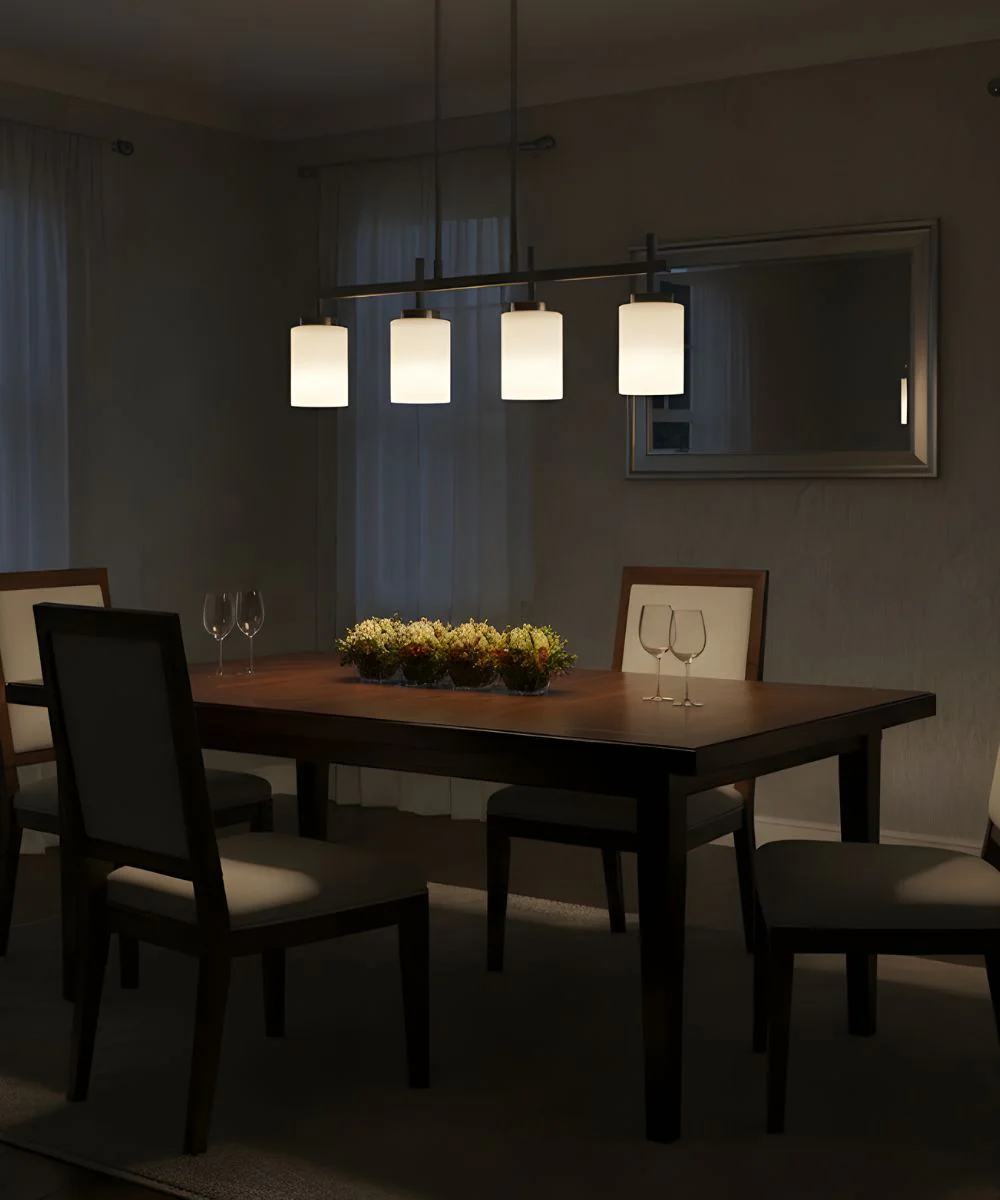 31"W 4-Light Kitchen Island Light Fixture Brushed Nickel Finish Frosted Glass Shade - Image 3