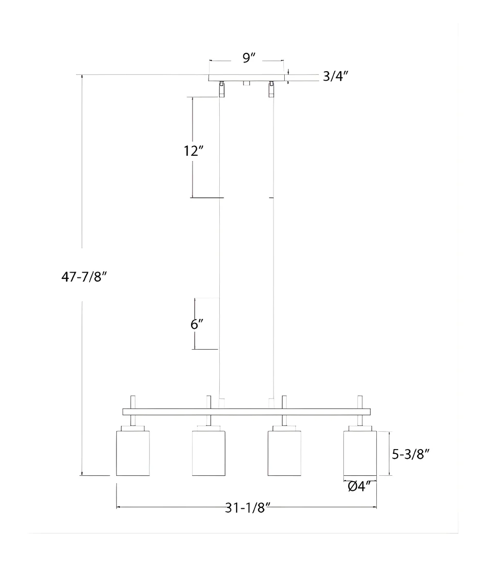 31"W 4-Light Kitchen Island Light Fixture Brushed Nickel Finish Frosted Glass Shade - Image 4
