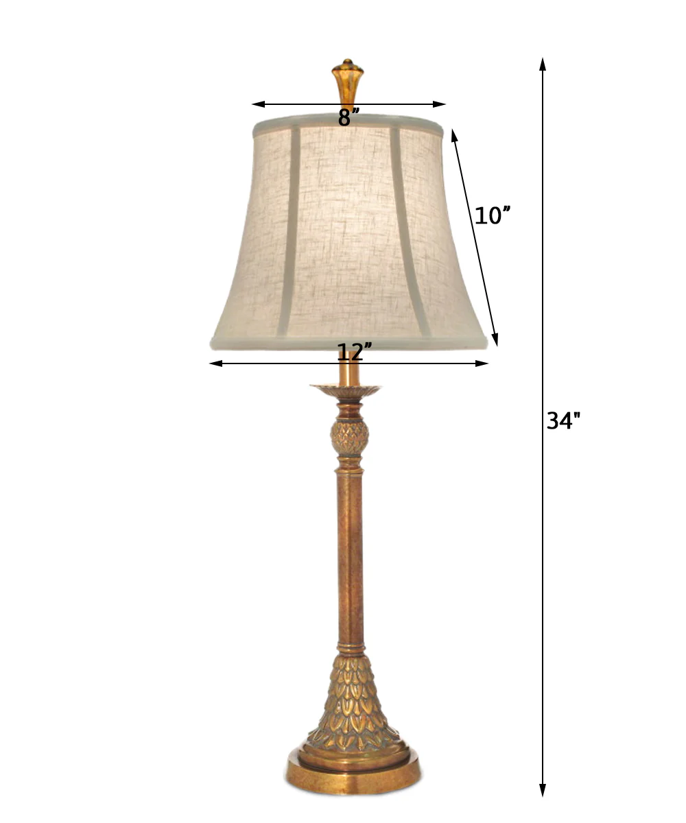 34"H Polished Honey Brass Signature by Stiffel Buffet Lamp, 3-Way - Image 2
