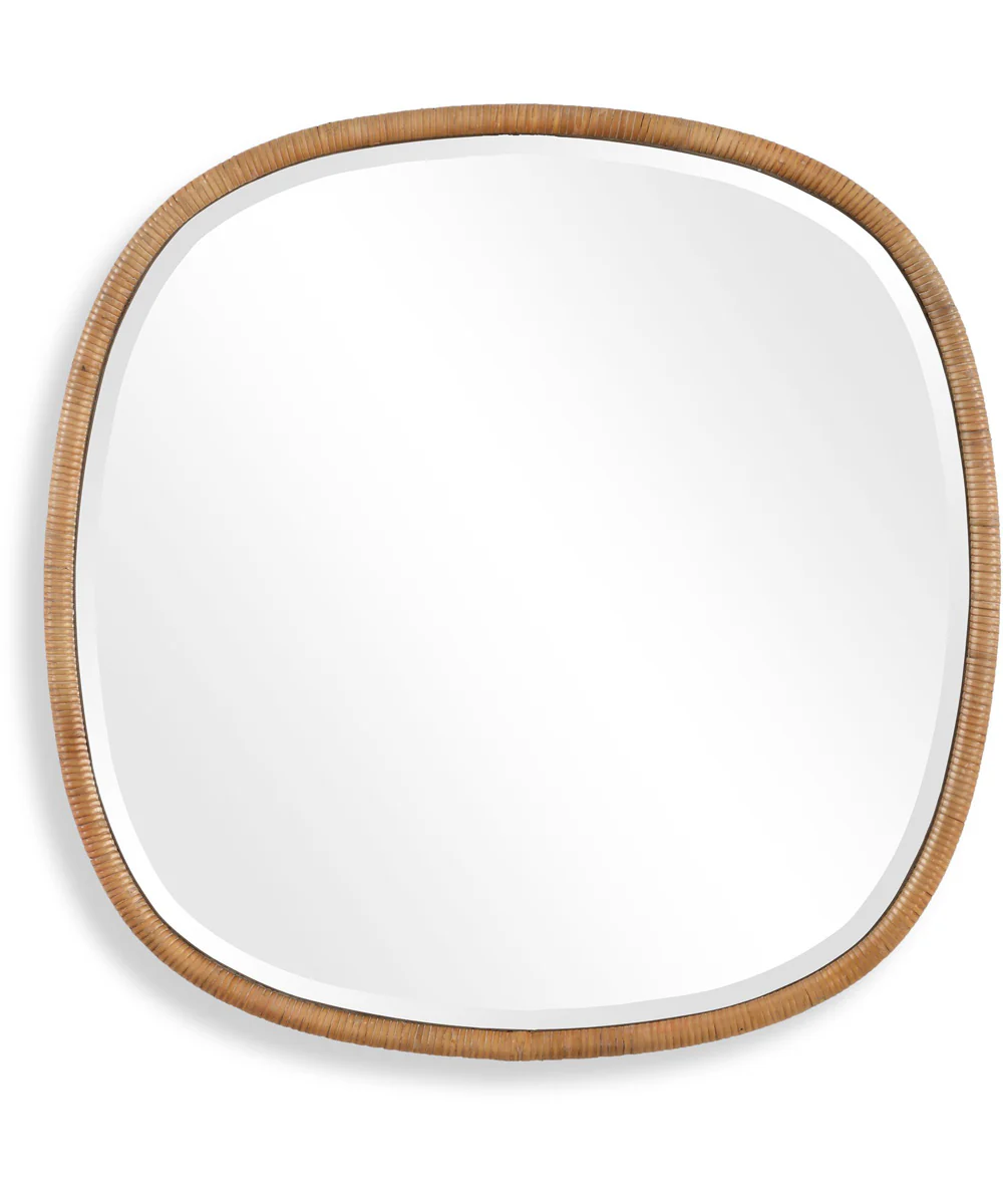 34x34" Wall Mirror in Natural Rattan