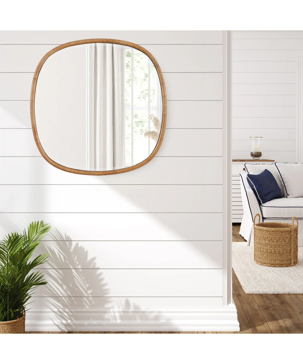 34x34" Wall Mirror in Natural Rattan - Image 3