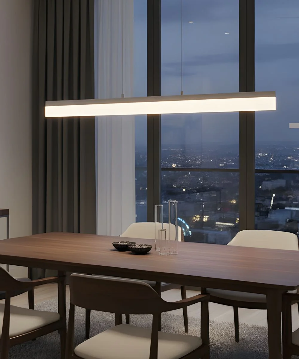 36"W 1-Light Linear Bar Ribbon LED Kitchen Island Light Fixture Brushed Nickel Finish Acrylic Shade - Image 2