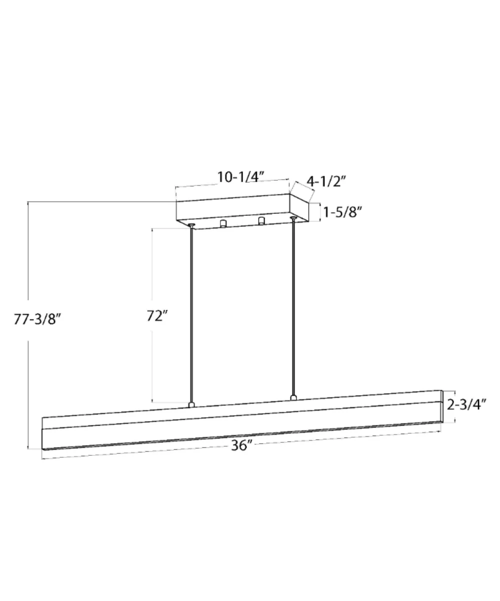 36"W 1-Light Linear Bar Ribbon LED Kitchen Island Light Fixture Brushed Nickel Finish Acrylic Shade - Image 3