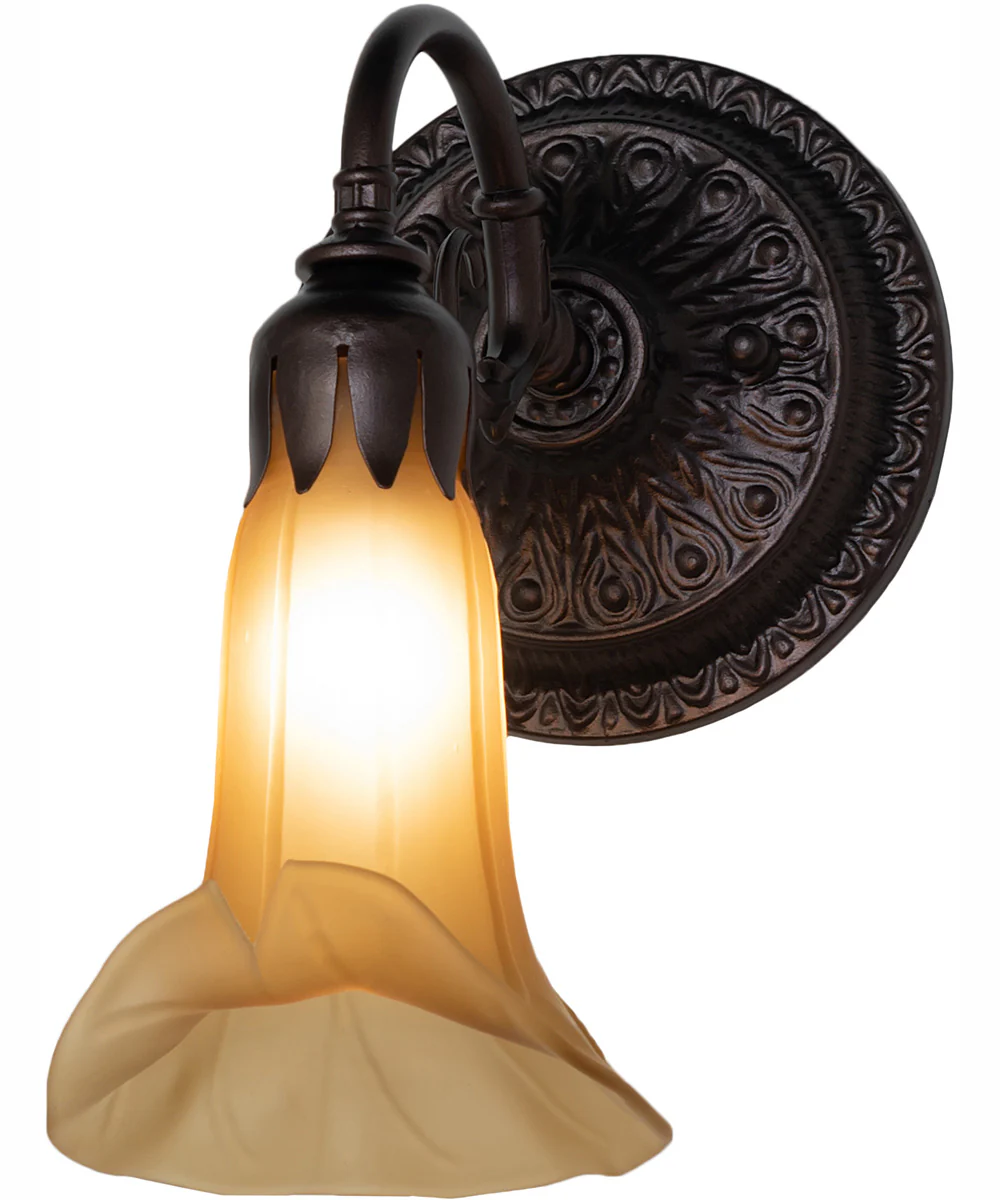 5.5" Wide Amber Tiffany Pond Lily Wall Sconce - Image 2