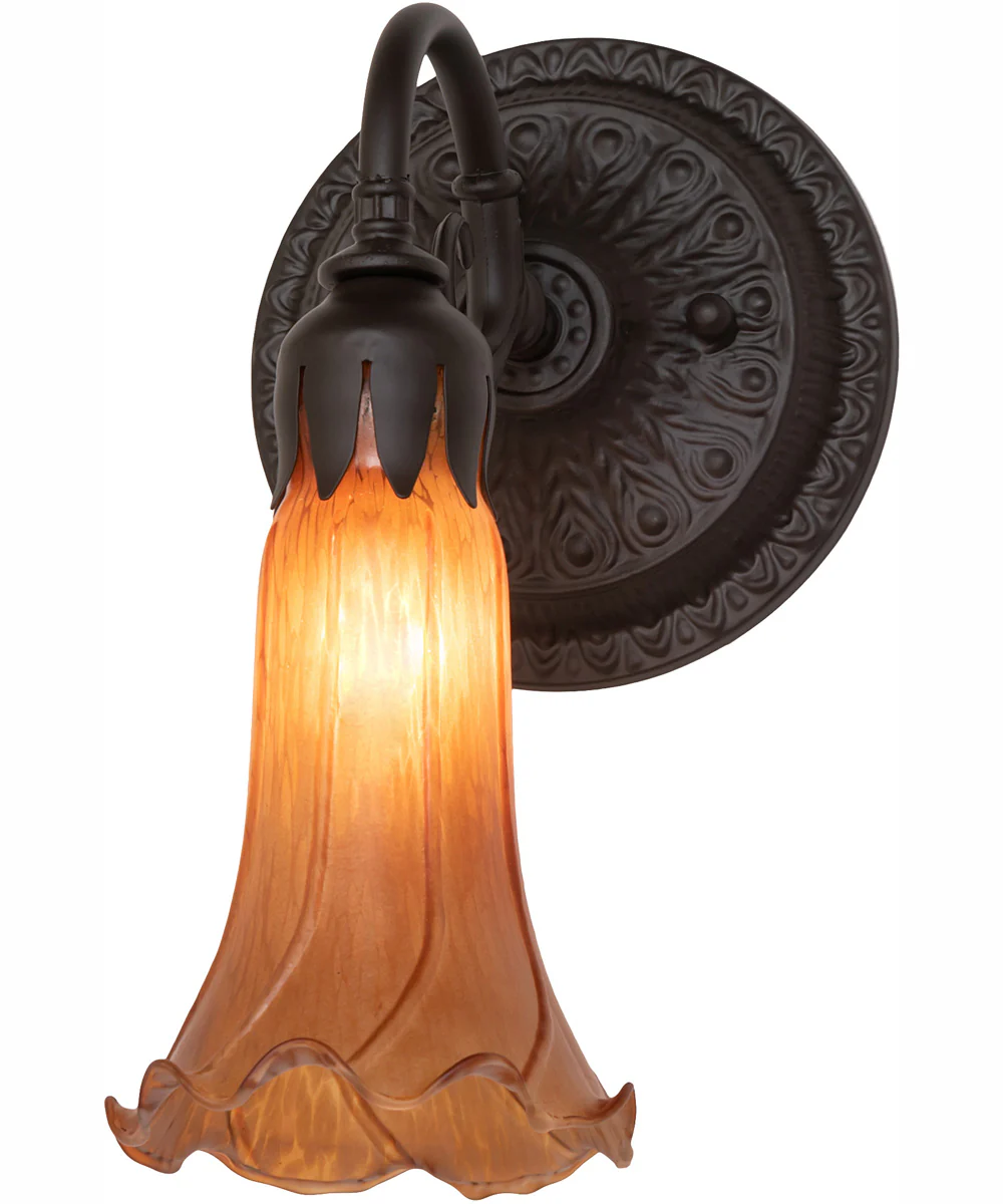 5.5" Wide Amber Tiffany Pond Lily Wall Sconce - Image 2