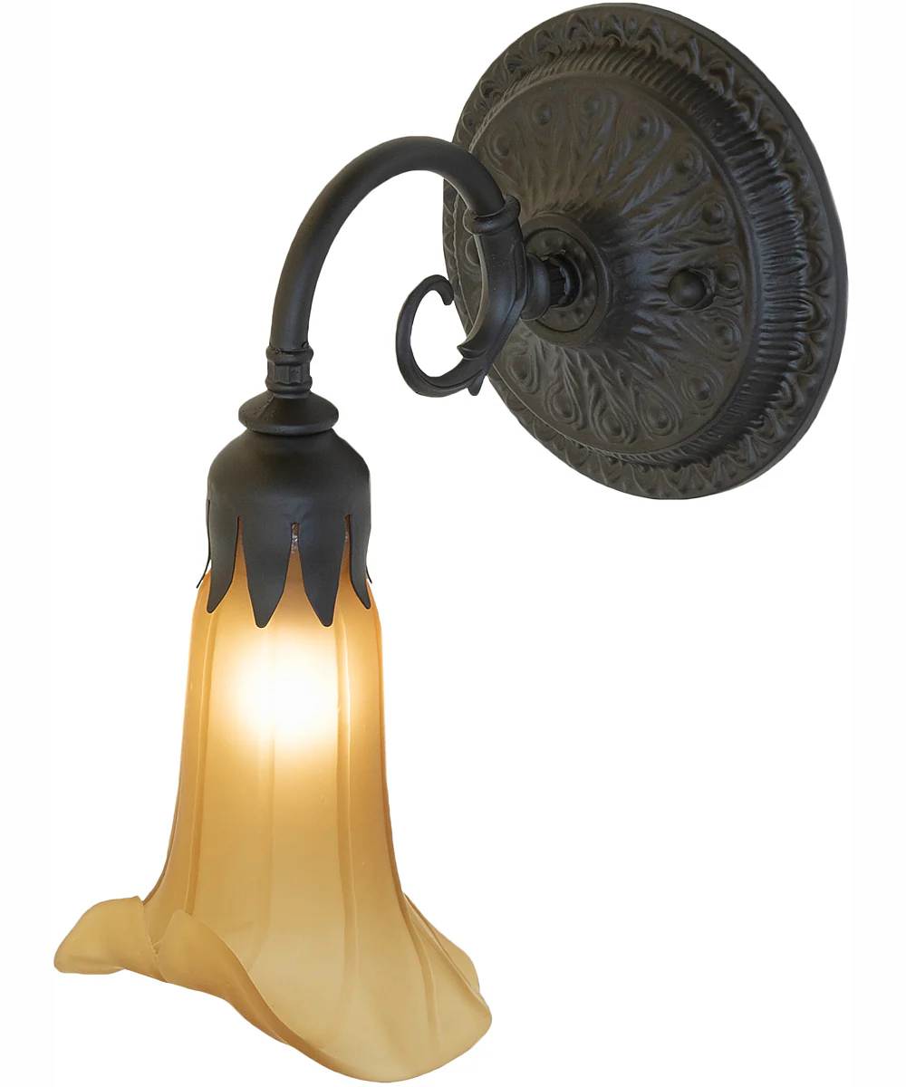 5.5" Wide Amber Tiffany Pond Lily Wall Sconce - Image 4