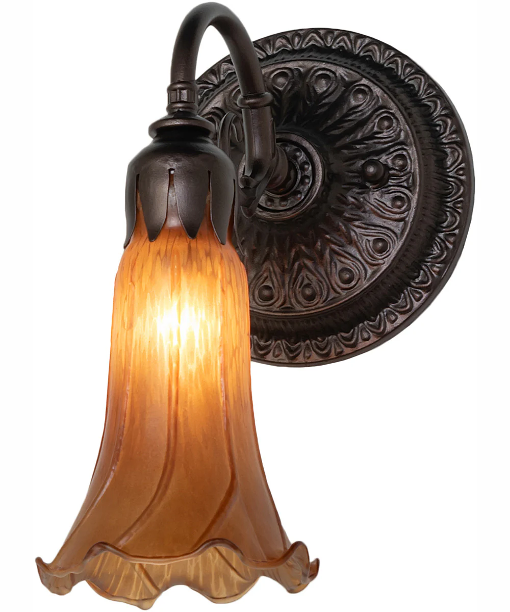 5.5" Wide Amber Tiffany Pond Lily Wall Sconce - Image 2