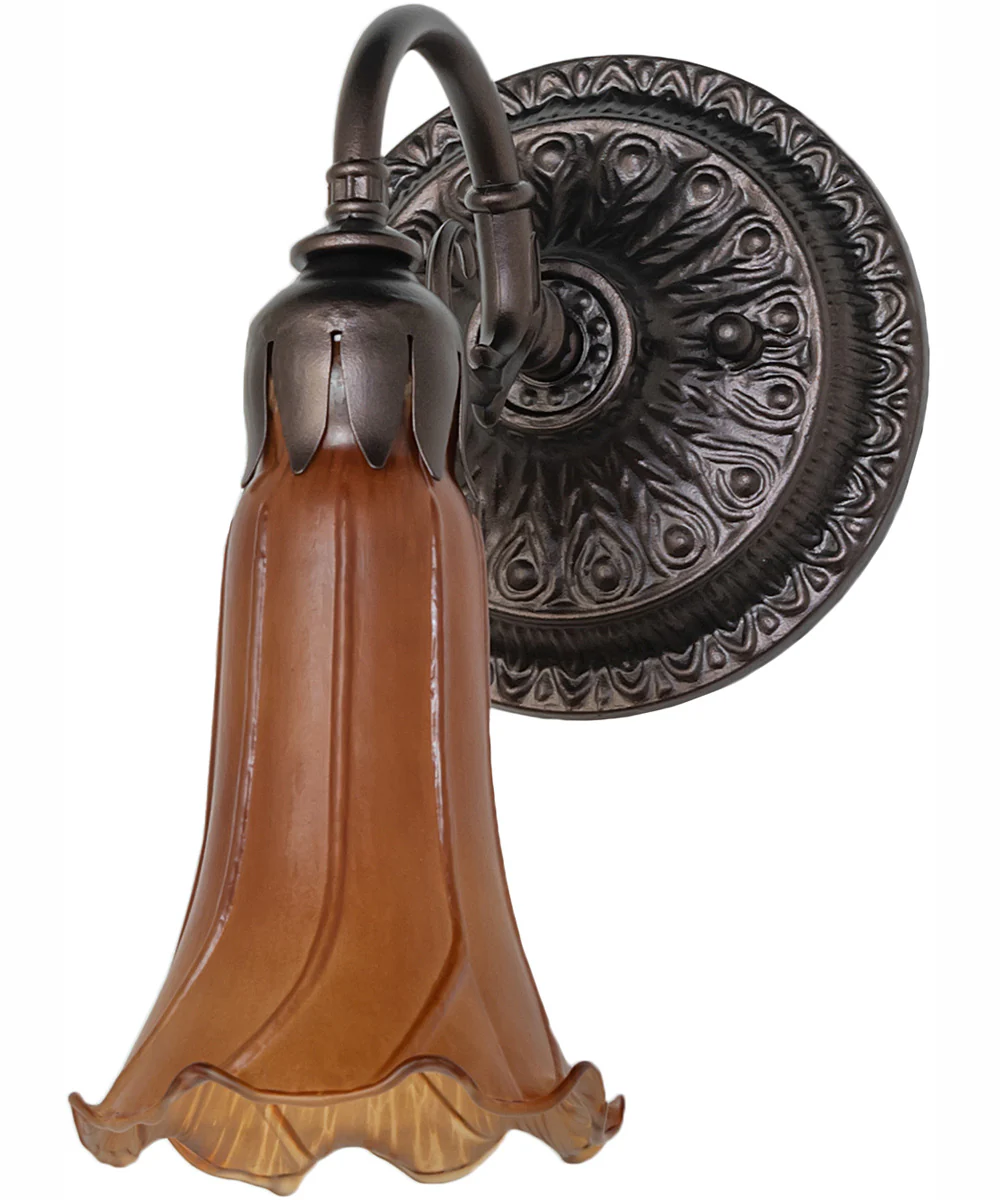 5.5" Wide Amber Tiffany Pond Lily Wall Sconce - Image 3