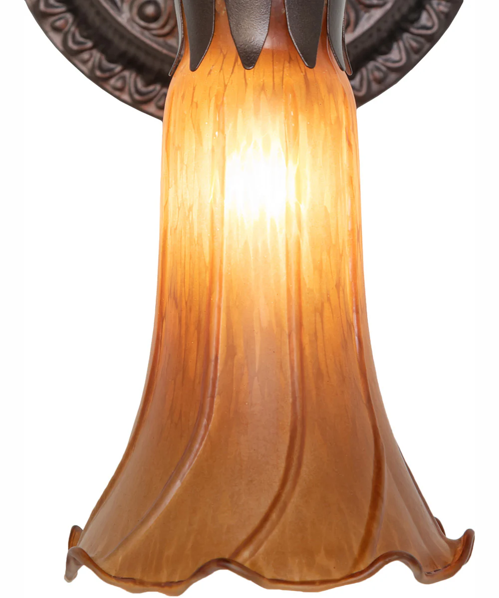 5.5" Wide Amber Tiffany Pond Lily Wall Sconce - Image 4