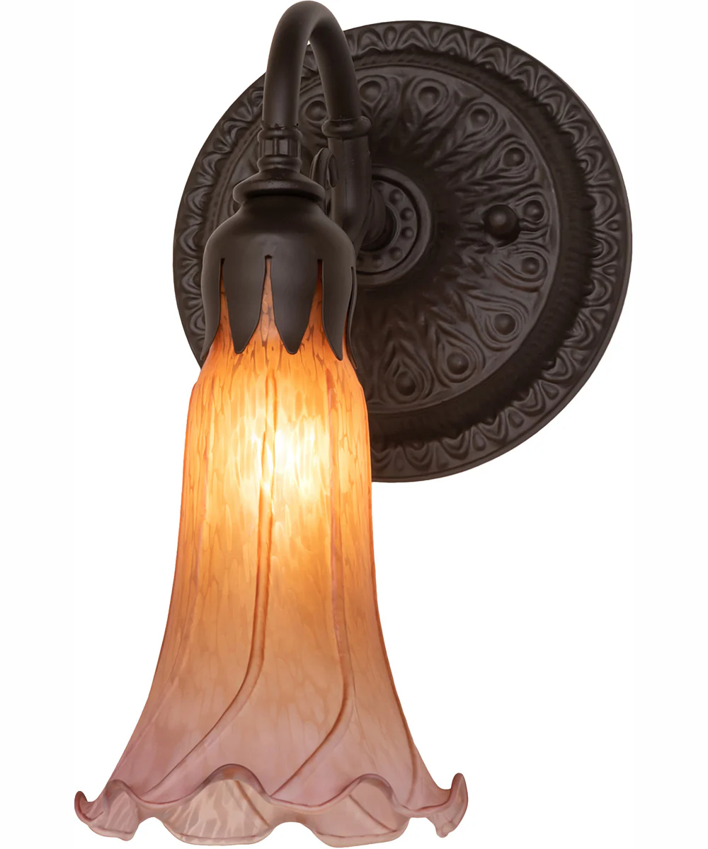5.5" Wide Amber/Purple Tiffany Pond Lily Wall Sconce - Image 2