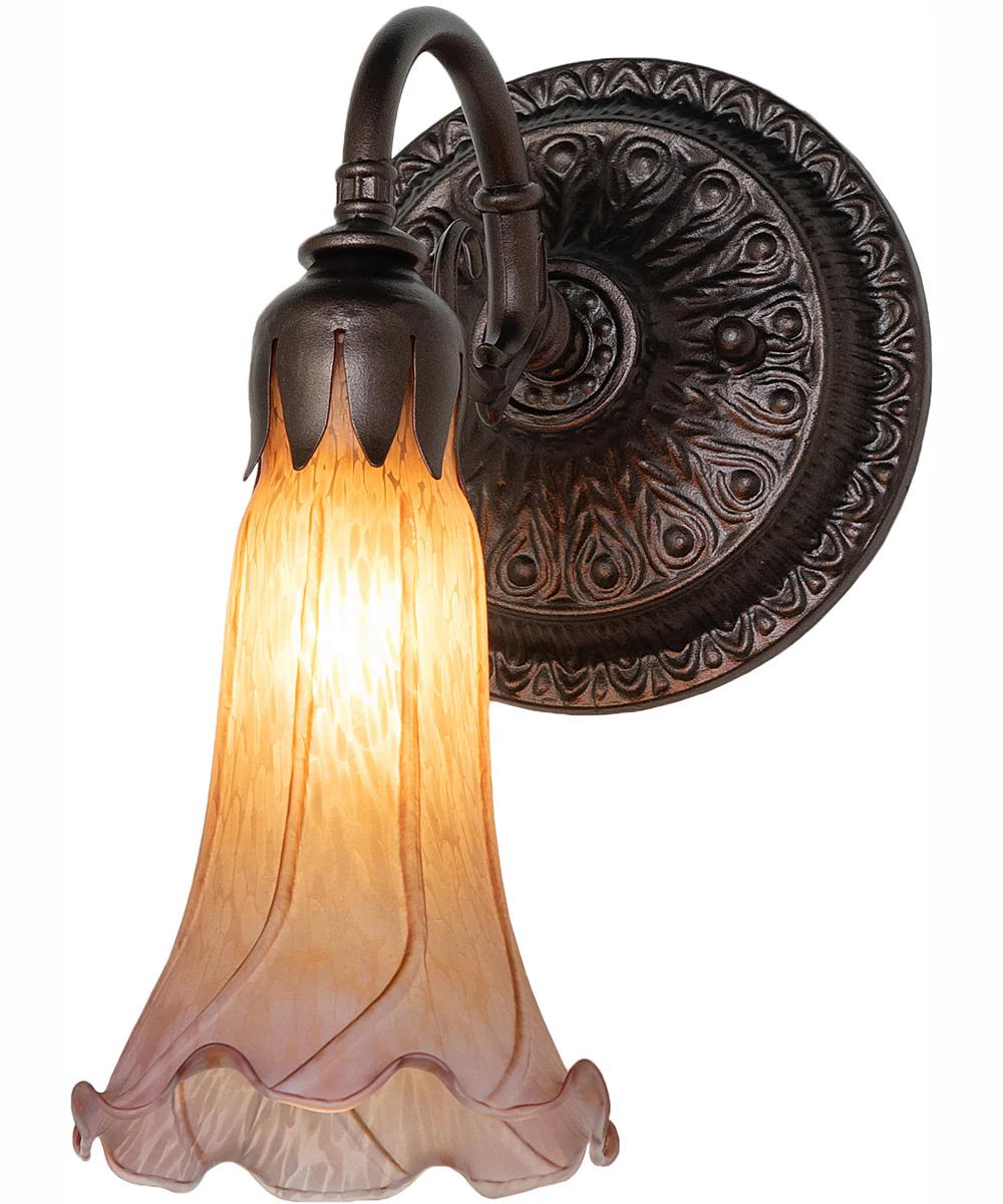 5.5" Wide Amber/Purple Tiffany Pond Lily Wall Sconce - Image 2