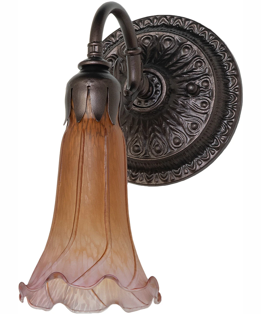 5.5" Wide Amber/Purple Tiffany Pond Lily Wall Sconce - Image 3