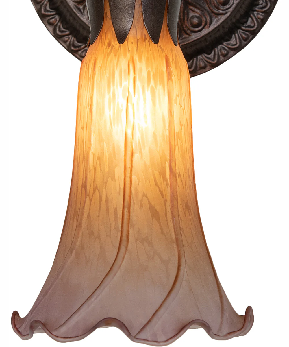 5.5" Wide Amber/Purple Tiffany Pond Lily Wall Sconce - Image 4
