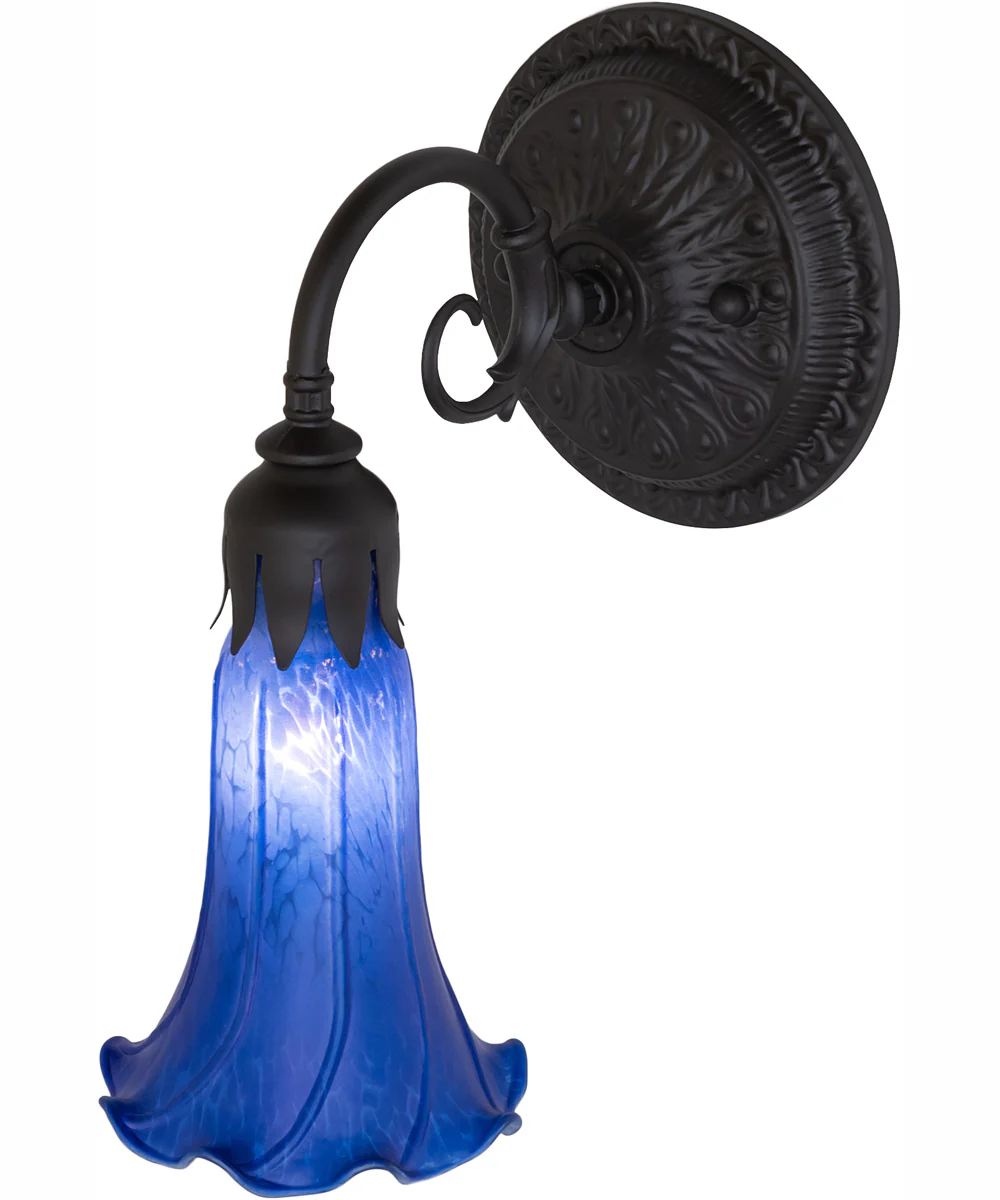 5.5" Wide Blue Tiffany Pond Lily Wall Sconce - Image 4