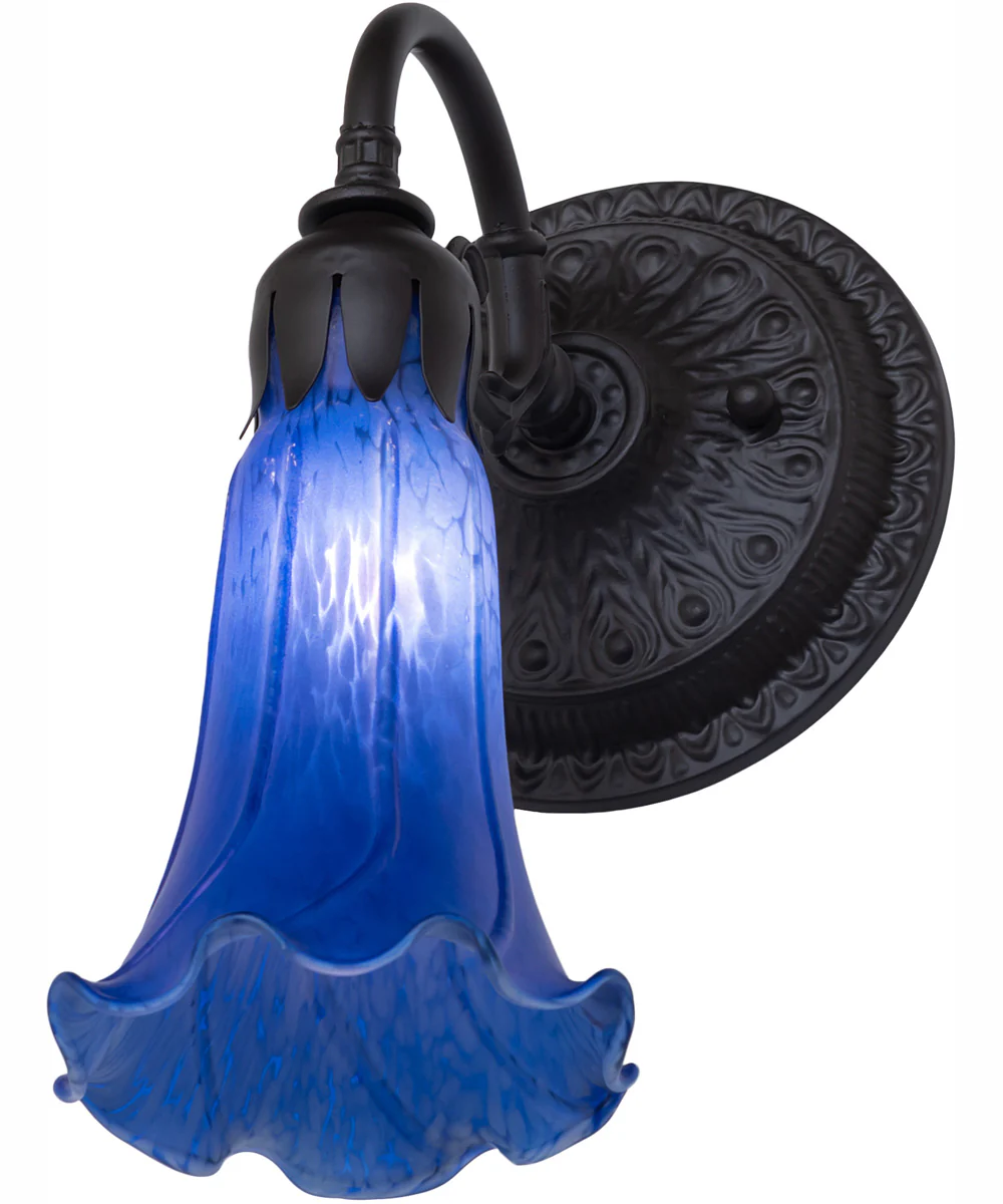 5.5" Wide Blue Tiffany Pond Lily Wall Sconce - Image 5