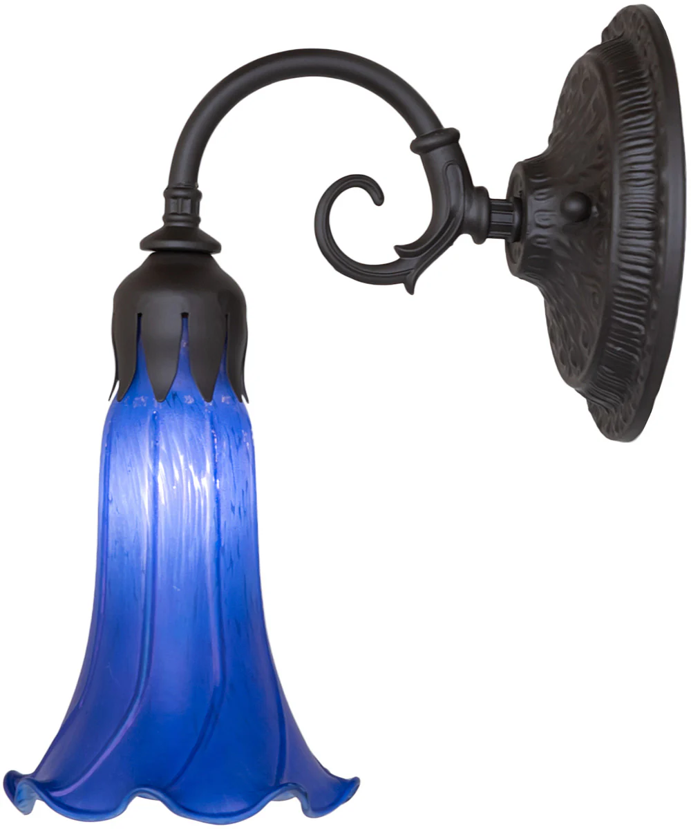 5.5" Wide Blue Tiffany Pond Lily Wall Sconce - Image 6