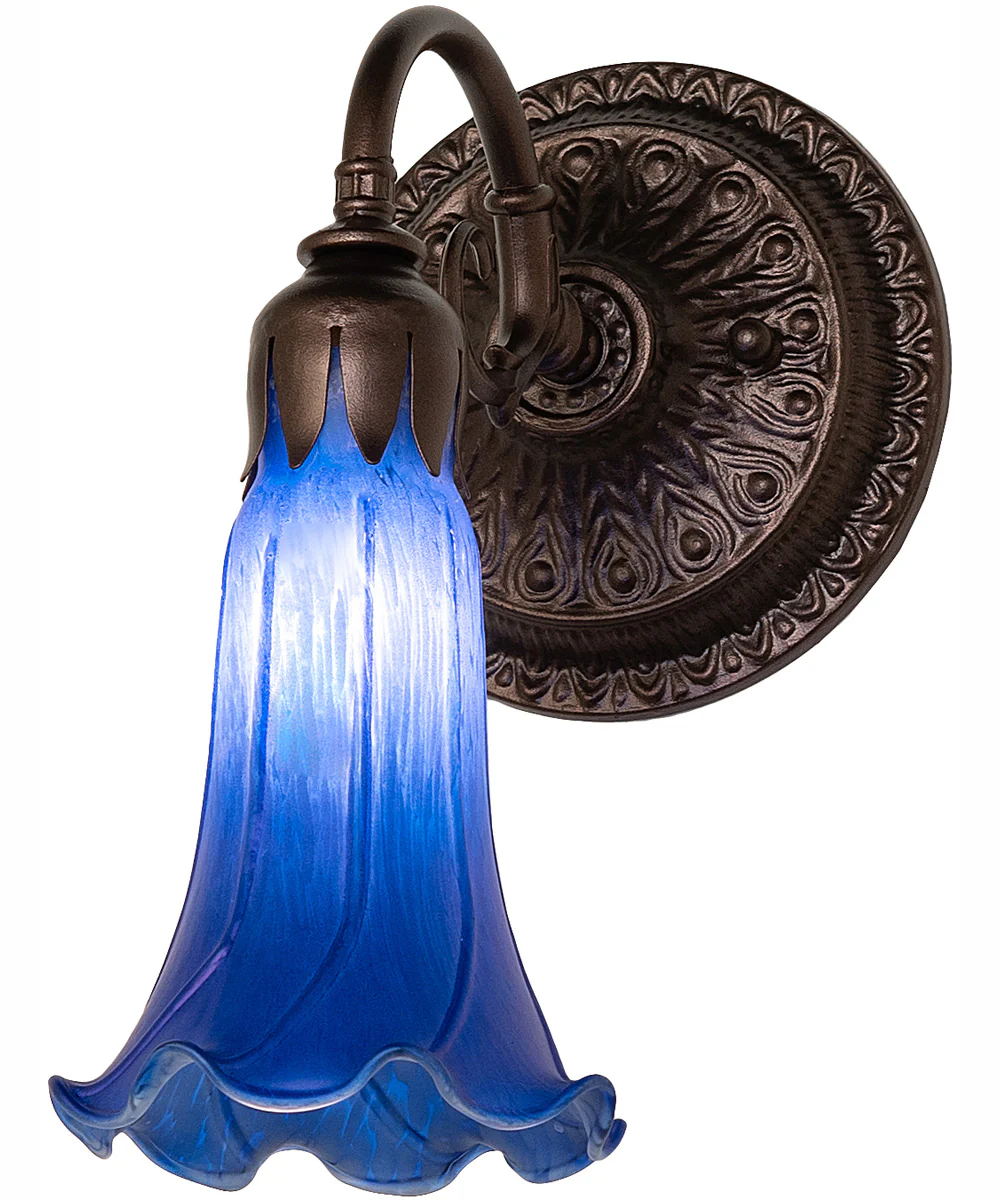 5.5" Wide Blue Tiffany Pond Lily Wall Sconce - Image 2