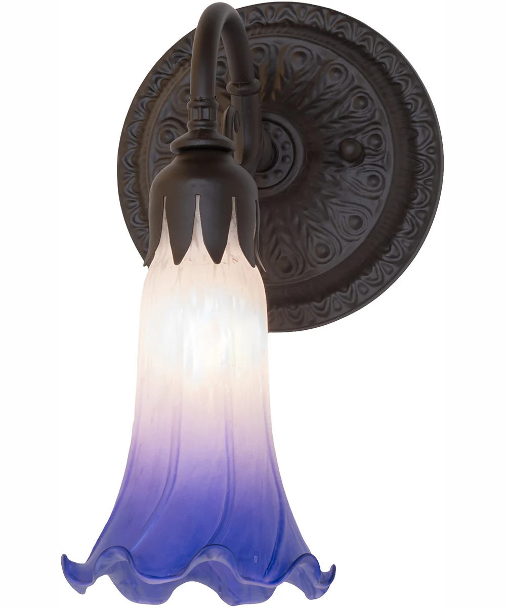 5.5" Wide Blue/White Tiffany Pond Lily Wall Sconce - Image 2