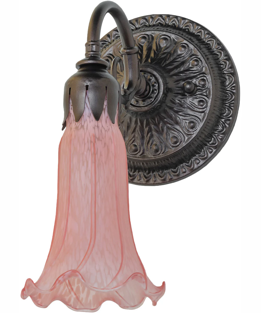 5.5" Wide Pink Tiffany Pond Lily Wall Sconce - Image 3