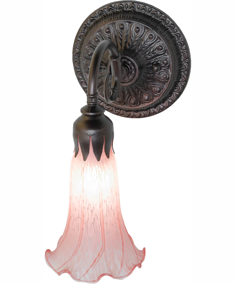 5.5" Wide Pink Tiffany Pond Lily Wall Sconce - Image 4
