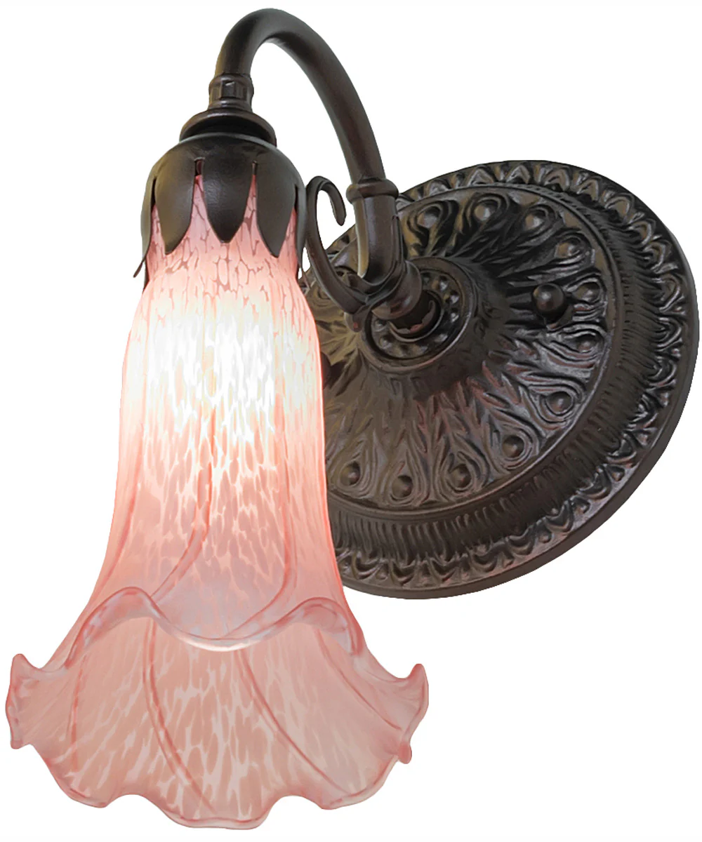 5.5" Wide Pink Tiffany Pond Lily Wall Sconce - Image 6