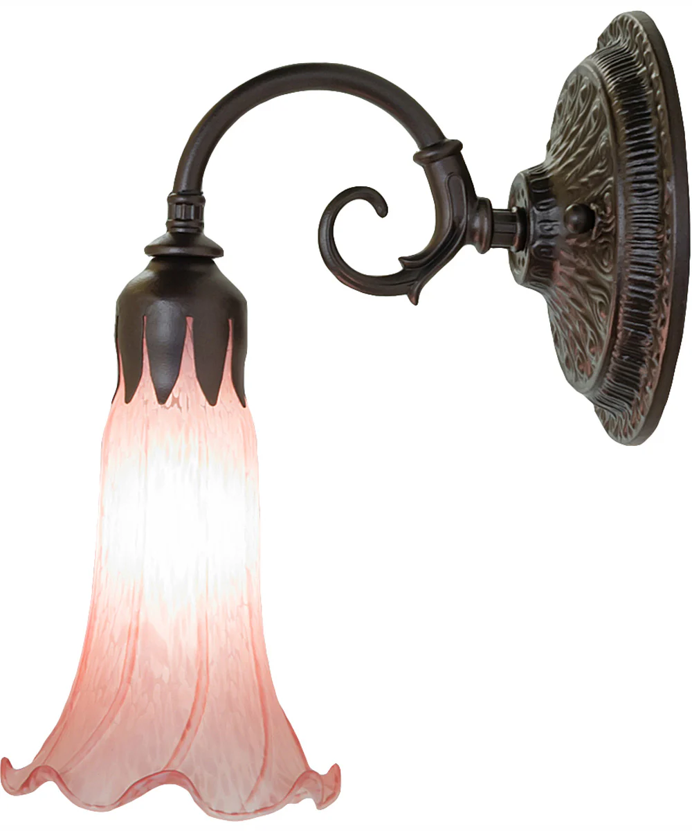 5.5" Wide Pink Tiffany Pond Lily Wall Sconce - Image 8
