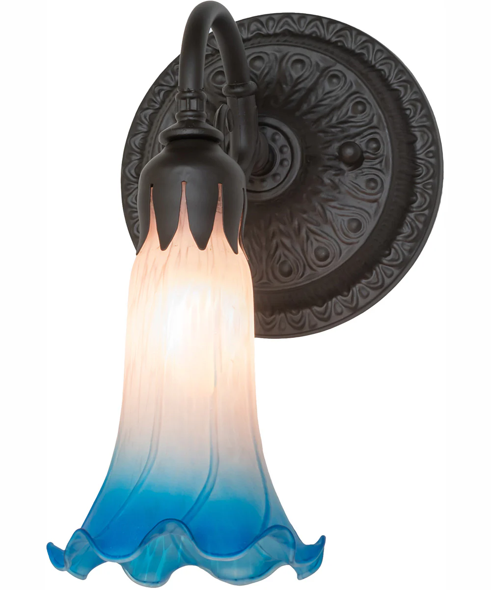 5.5" Wide Pink/Blue Tiffany Pond Lily Wall Sconce - Image 2