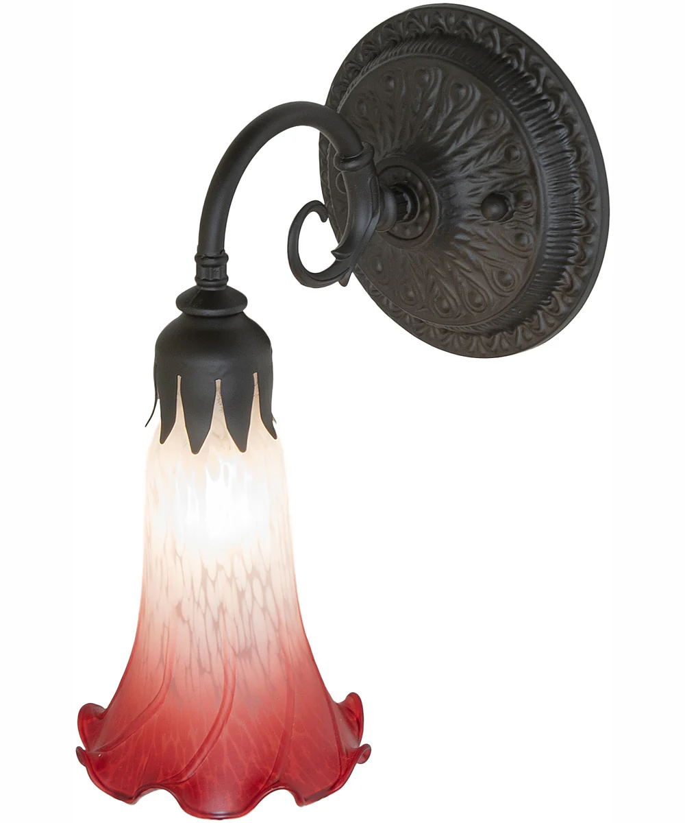 5.5" Wide Pink/White Tiffany Pond Lily Wall Sconce - Image 4