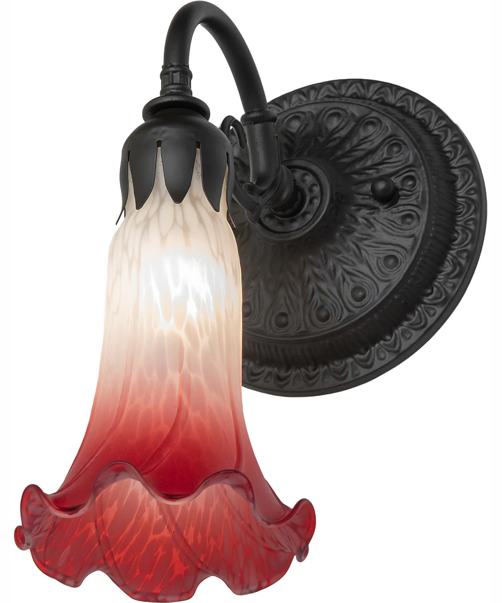 5.5" Wide Pink/White Tiffany Pond Lily Wall Sconce - Image 6