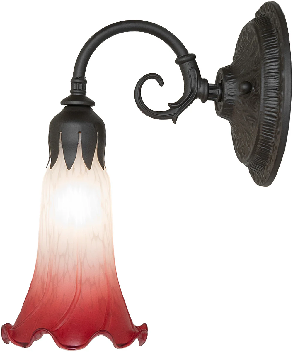 5.5" Wide Pink/White Tiffany Pond Lily Wall Sconce - Image 7