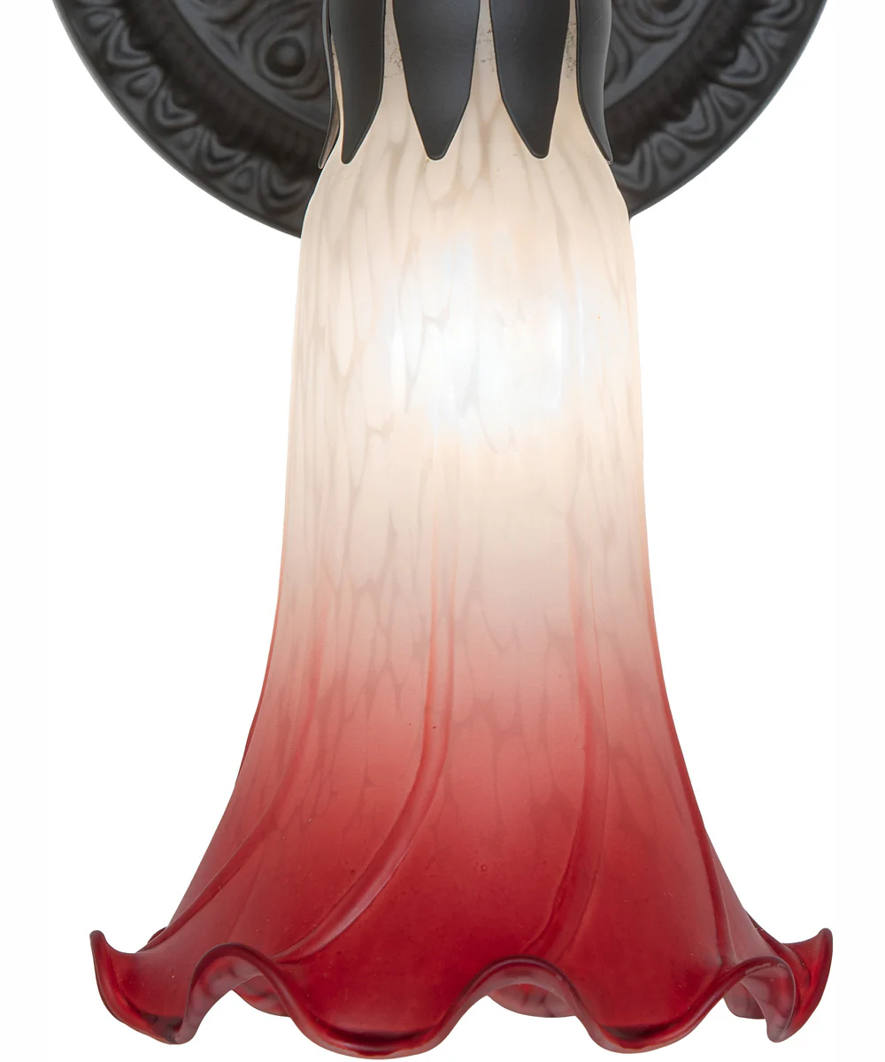 5.5" Wide Pink/White Tiffany Pond Lily Wall Sconce - Image 8