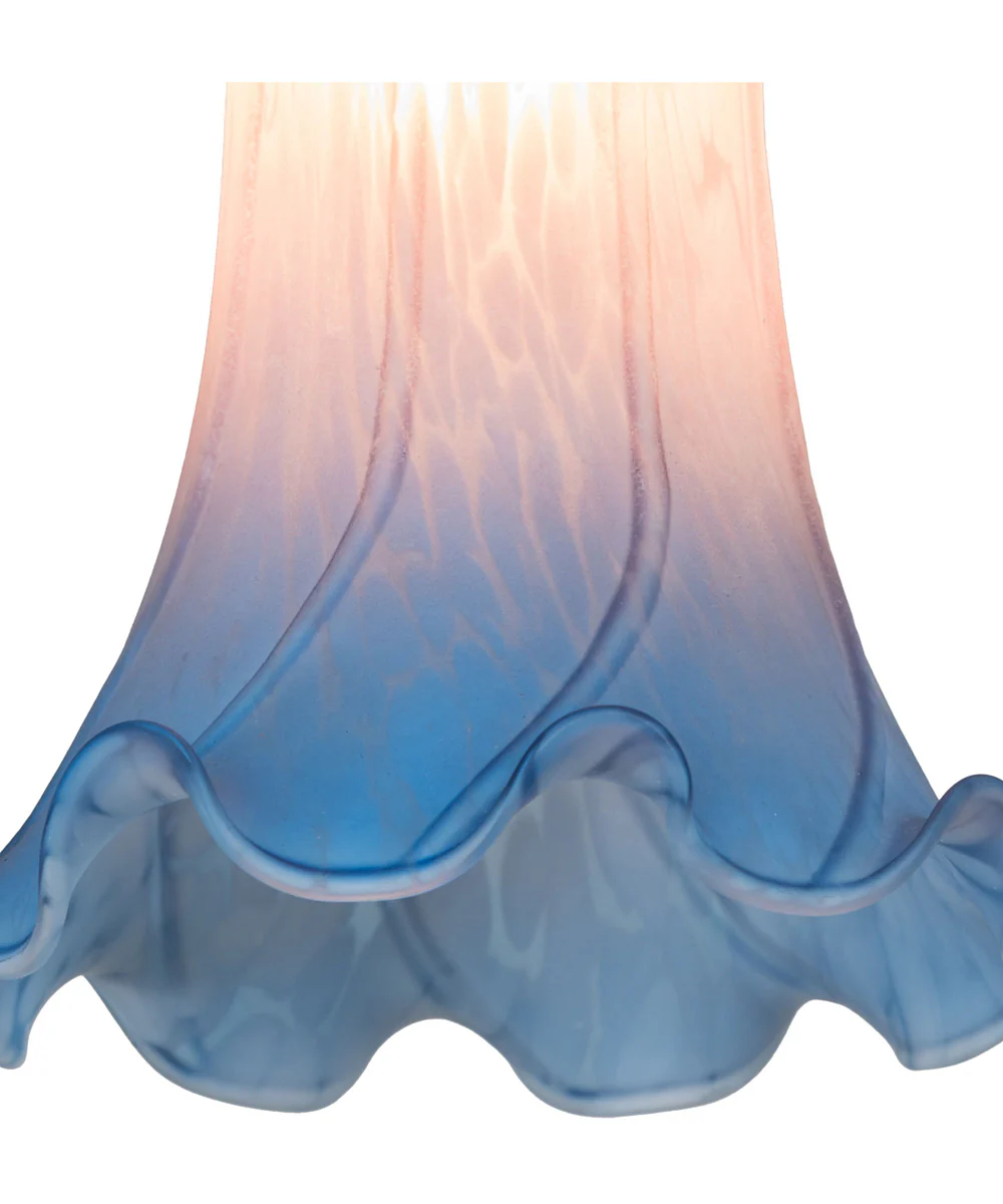 5" Wide Pink/Blue Tiffany Pond Lily Mini Pendant - Image 7